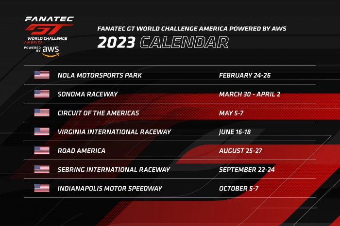 SRO Motorsports America Announces Action Packed 2023 Race Schedule