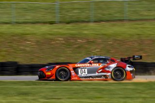#04 Mercedes-AMG GT3 of George Kurtz and Colin Braun, Crowdstrike Racing by Riley Motorsports, GT World Challenge America, Pro-Am, SRO America, VIR, Virginia International Rcaeway, Alton, Virginia, June 2022.
 | Brian Cleary/SRO