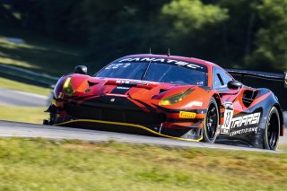 #13 Ferrari 488 GT3 of Justin Wetherill and Ryan Dalziel, Triarsi Competizione, GT World Challenge America, Pro-Am, SRO America, VIR, Virginia International Rcaeway, Alton, Virginia, June 2022.
 | Brian Cleary/SRO
