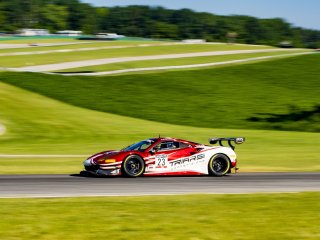 #23 Ferrari 488 GT3 of Onofrio Triarsi and Charlie Scardina, Triari Competizione, GT World Challenge America, Am, SRO America, VIR, Virginia International Rcaeway, Alton, Virginia, June 2022. | Grier Martin/SRO