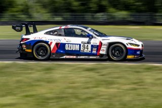 #94 BMW M4 GT3 of Chandler Hull and Bill AUberlen, Bimmerworld, GT World Challenge America, Pro-Am, SRO America, VIR, Virginia International Rcaeway, Alton, Virginia, June 2022. | Grier Martin/SRO