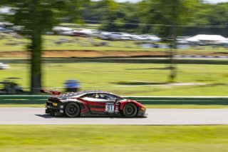 #91 Lamborghini Huracan GT3 of Jeff Burton and Corey Lewis, Zelus Motorsports, GT World Challenge America, Pro-Am, SRO America, VIR, Virginia International Rcaeway, Alton, Virginia, June 2022. | Grier Martin/SRO
