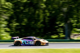 #88 Lamborghini Huracan GT3 of Jason Harward and Madison Snow, Zelus Motorsports, GT World Challenge America, Pro-Am, SRO America, VIR, Virginia International Rcaeway, Alton, Virginia, June 2022. | Grier Martin/SRO