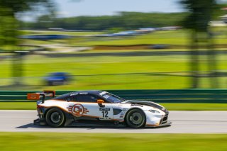 #12 Aston Martin Vantage AMR GT3 of Frank Gannett and Drew Staveley, Ian Lacy Racing, GT World Challenge America, Pro-Am, SRO America, VIR, Virginia International Rcaeway, Alton, Virginia, June 2022. | Grier Martin/SRO