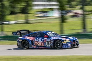 #96 BMW M4 GT3 of Michael Dinan and Robby Foley, Turner Motorsports, GT World Challenge America, Pro-Am, SRO America, VIR, Virginia International Rcaeway, Alton, Virginia, June 2022. | Grier Martin/SRO