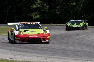 #45 Porsche 911 GT3-R (991.ii) of Charlie Luck and Jan Heylen, Wright Motorsports, GT World Challenge America, Pro-Am, SRO America, VIR, Virginia International Rcaeway, Alton, Virginia, June 2022. | Grier Martin/SRO