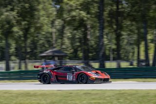 #91 Lamborghini Huracan GT3 of Jeff Burton and Corey Lewis, Zelus Motorsports, GT World Challenge America, Pro-Am, SRO America, VIR, Virginia International Rcaeway, Alton, Virginia, June 2022.
 | Josh Snider/SRO    