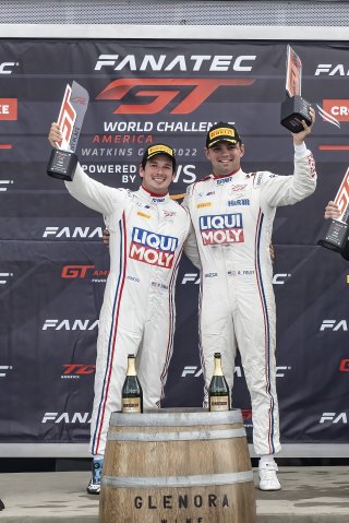 #96 BMW M4 GT3 of Michael Dinan and Robby Foley, Turner Motorsports, GT World Challenge America, Pro-Am, SRO America, Watkins Glen International raceway, Watkins Glen, NY, July 2022..
 | SRO Motorsports Group