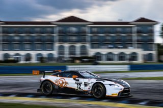 #12 Aston Martin Vantage AMR GT3 of Frank Gannett and Drew Staveley, Ian Lacy Racing, GT World Challenge America, Pro-Am, SRO America, Sebring International Raceway, Sebring, FL, September 2022.
 | Fabian Lagunas/SRO             
