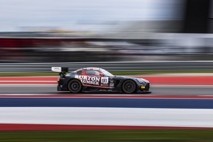 #91 Mercedes-AMG GT3 of Jeff Burton and Philip Ellis, Regulator Racing, GT World Challenge America, Pro-Am, SRO America, FANATEC GT World Challenge America Powered by AWS, COTA, Austin, TX May 17 - 19 2024.
