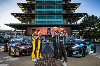 #38 BMW M4 GT3 of Samantha Tan and Neil Verhagen, ST Racing, and #29 BMW M4 GT3 of Justin Rothberg and Robby Foley, Turner Motorsport, GT World Challenge America, Pro-Am Championship Contenders, FANATEC GT World Challenge America Powered by AWS, INDY, Ind | Fabian Lagunas/SRO