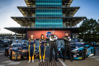 #38 BMW M4 GT3 of Samantha Tan and Neil Verhagen, ST Racing, and #29 BMW M4 GT3 of Justin Rothberg and Robby Foley, Turner Motorsport, GT World Challenge America, Pro-Am Championship Contenders, FANATEC GT World Challenge America Powered by AWS, INDY, Ind | Fabian Lagunas/SRO