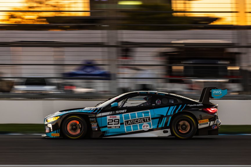 #29 BMW M4 GT3 of Justin Rothberg, Robby Foley, and Patrick Gallagher, Turner Motorsport, GT World Challenge America, Pro-Am, FANATEC GT World Challenge America Powered by AWS, INDY, Indianapolis, IN October 3 - 6 2024.
