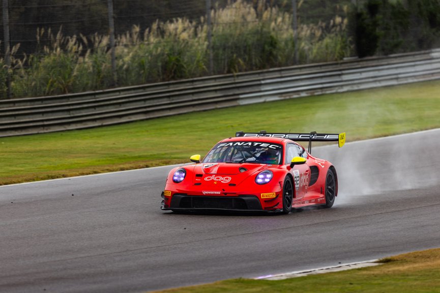 #92 Porsche 992 GT3-R of Jean-Frederic Laberge and Kyle Marcelli, MMG, GT World Challenge America, Pro-Am, FANATEC GT World Challenge America Powered by AWS, SRO America, Barber Motorsports Park, Leeds, AL September 6 - 8 2024.
