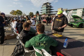 Autograph session at GT World Challenge America Powered by AWS #120 Porsche 911 GT3 R (992) of Adam Adelson / Elliott Skeer / Laurin Heinrich, Wright Motorsports, Indy 8H, IGTC, Pro, SRO America, Indianapolis Motor Speedway, Indianapolis, IN, Oct 16–19, 2 | Fabian Lagunas | www.lagunasphotography.com | For SRO Motorsports Group 2025