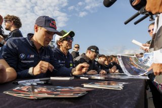 Autograph session at GT World Challenge America Powered by AWS, #46 BMW M4 GT3 EVO of Valentino Rossi / Kelvin Van Der Linde / Charles Weerts, Team WRT, Indy 8H, IGTC, Pro, SRO America, Indianapolis Motor Speedway, Indianapolis, IN, Oct 16–19, 2025
 | Fabian Lagunas | www.lagunasphotography.com | For SRO Motorsports Group 2025