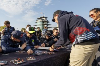 Autograph session at GT World Challenge America Powered by AWS, #46 BMW M4 GT3 EVO of Valentino Rossi / Kelvin Van Der Linde / Charles Weerts, Team WRT, Indy 8H, IGTC, Pro, SRO America, Indianapolis Motor Speedway, Indianapolis, IN, Oct 16–19, 2025
 | Fabian Lagunas | www.lagunasphotography.com | For SRO Motorsports Group 2025