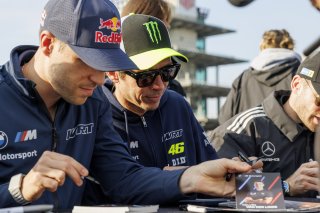 Autograph session at GT World Challenge America Powered by AWS, #46 BMW M4 GT3 EVO of Valentino Rossi / Kelvin Van Der Linde / Charles Weerts, Team WRT, Indy 8H, IGTC, Pro, SRO America, Indianapolis Motor Speedway, Indianapolis, IN, Oct 16–19, 2025
 | Fabian Lagunas | www.lagunasphotography.com | For SRO Motorsports Group 2025