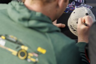 Autograph session at GT World Challenge America Powered by AWS, #120 Porsche 911 GT3 R (992) of Adam Adelson / Elliott Skeer / Laurin Heinrich, Wright Motorsports, Indy 8H, IGTC, Pro, SRO America, Indianapolis Motor Speedway, Indianapolis, IN, Oct 16–19,  | Fabian Lagunas | www.lagunasphotography.com | For SRO Motorsports Group 2025