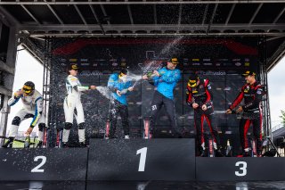 Podium, #31 Porsche 911 GT3-R (992) EVO of Dave Musial Jr. and Ryan Yardley, Wright Motorsports, GT World Challenge America, Pro-Am, SRO America, Circuit of The Americas, Austin, TX, Apr 24 - 26, 2026, #242 Porsche 911 GT3-R (992) EVO of Therese Lahlouh a | Fabian Lagunas | www.lagunasphotography.com | 2026