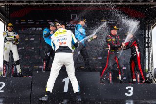 Podium, #31 Porsche 911 GT3-R (992) EVO of Dave Musial Jr. and Ryan Yardley, Wright Motorsports, GT World Challenge America, Pro-Am, SRO America, Circuit of The Americas, Austin, TX, Apr 24 - 26, 2026, #242 Porsche 911 GT3-R (992) EVO of Therese Lahlouh a | Fabian Lagunas | www.lagunasphotography.com | 2026