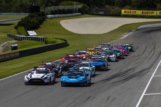 Race Start, #12 Ferrari 296 GT3 EVO of Matias Perez Companc and Frederik Schandorff, AF Corse USA, #34 Mercedes-AMG GT3 EVO of Michai Stephens and Mikael Grenier, JMF Motorsports, GT World Challenge America, Pro, SRO America, Barber Motorsport Park, Leeds | Fabian Lagunas | www.lagunasphotography.com | 2026