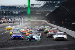 Race Start, #29 BMW M4 GT3 EVO of Justin Rothberg, Robby Foley, and Connor De Phillippi, Turner Motorsport, #6 Ford Mustang GT3 EVO of Scott Dollahite, Alex Sedgwick, and Christopher Mies, Dollahite Racing, #34 Mercedes-AMG GT3 EVO of Michai Stephens, Mik | Fred Hardy | Echo & Origin | www.echoandorigin.studio &copy;2026